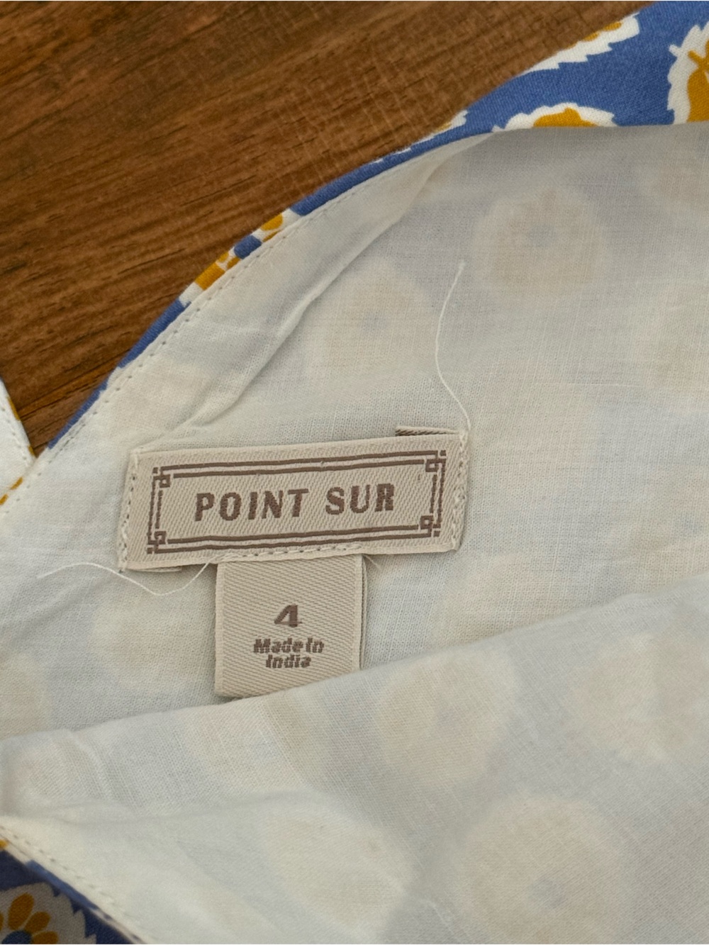 Point Sur (J. Crew) block print tiered maxi dress blue white yellow womens 4 - Picture 12 of 15